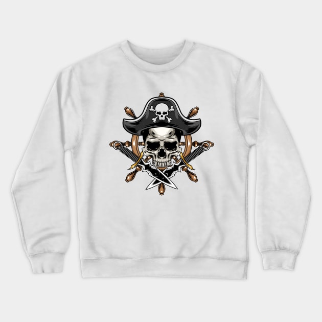 Skull Pirates x Sword Steering Wheel Crewneck Sweatshirt by Harrisaputra